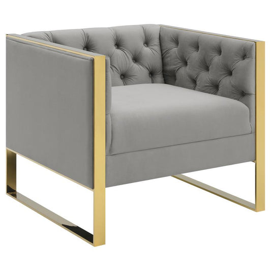 Eastbrook - Velvet Upholstered Tufted Accent Chair - Gray Arm Chairs by CoasterElevations - Walls Furniture & Mattress