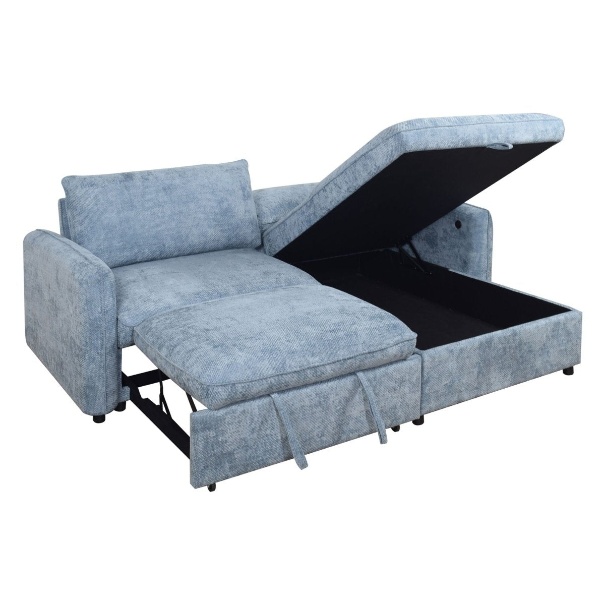 Finn - 2 Piece Sectional (LAF Sofa/Chaise) - Blue Sleeper Sectionals by New Classic - Walls Furniture & Mattress