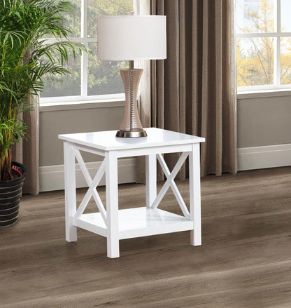 Skyview - Square Pine Wood Side End Table With Shelf - White End Tables by Coaster Fine Furniture - Walls Furniture & Mattress