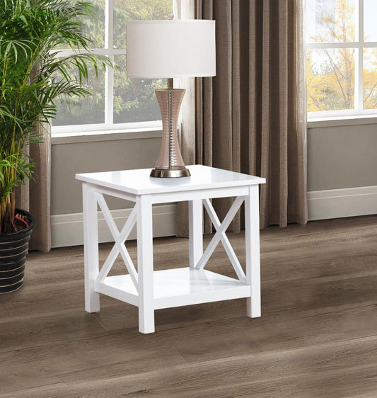 Skyview - Square Pine Wood Side End Table With Shelf - White End Tables by Coaster Fine Furniture - Walls Furniture & Mattress