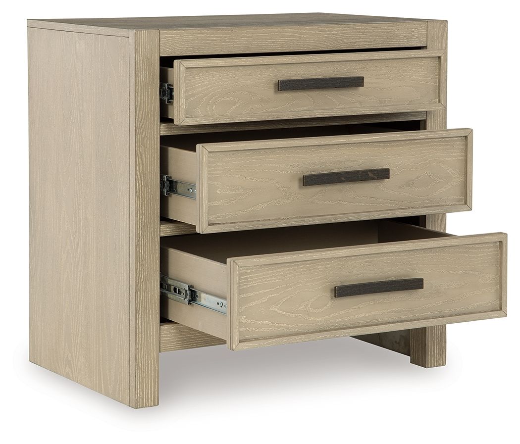 Calmoro - Three Drawer Night Stand - Gray Accent Nightstands by Ashley® - Walls Furniture & Mattress