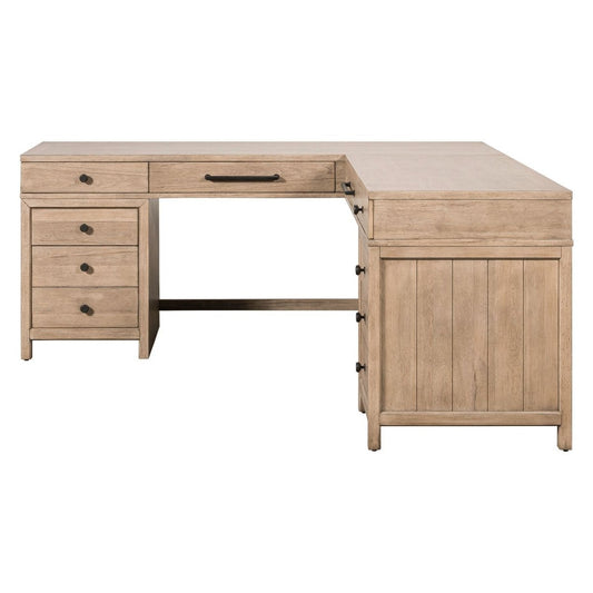 Proximity Place - L Shaped Desk - Barley Buff Corner Desks by Liberty Furniture - Walls Furniture & Mattress