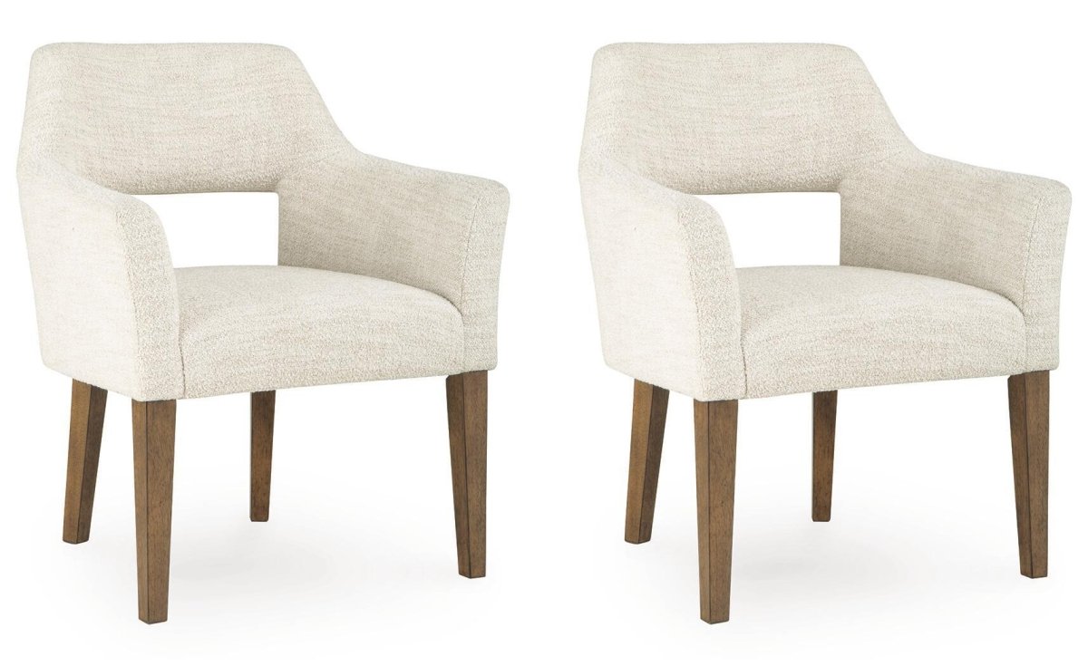Marxmore - Dining Upholstered Arm Chair (Set of 2) - Beige / Brown Chair Sets by Benchcraft® - Walls Furniture & Mattress
