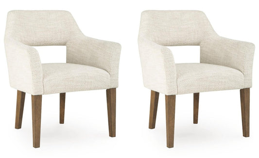 Marxmore - Dining Upholstered Arm Chair (Set of 2) - Beige / Brown Chair Sets by Benchcraft® - Walls Furniture & Mattress