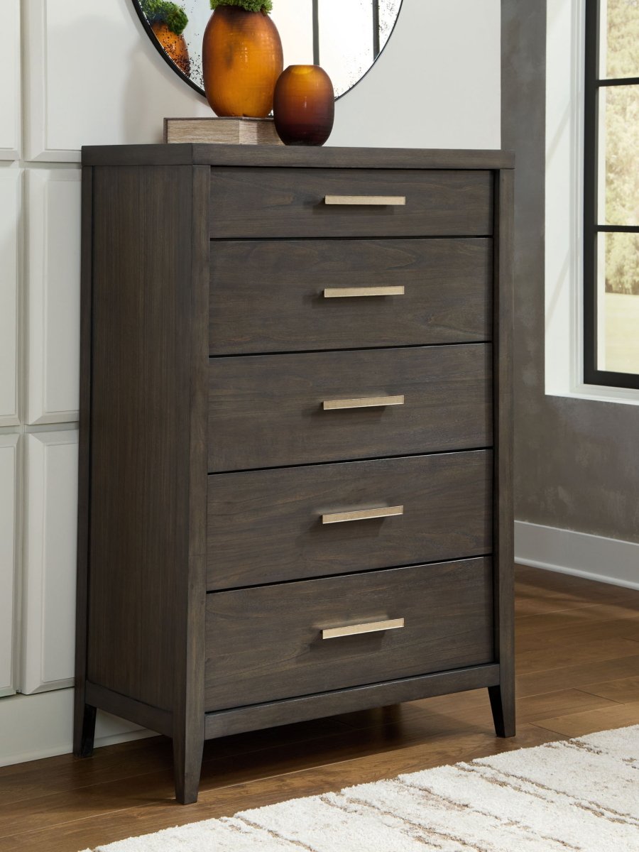 Westonfort - Five Drawer Chest - Espresso Accent Chests by Ashley® - Walls Furniture & Mattress