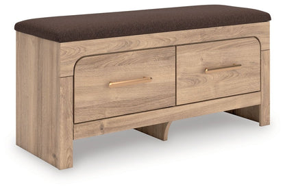 Kinlanni - Bedroom Upholstered Storage Bench - Tan / Brown Storage Benches by Signature Design by Ashley® - Walls Furniture & Mattress