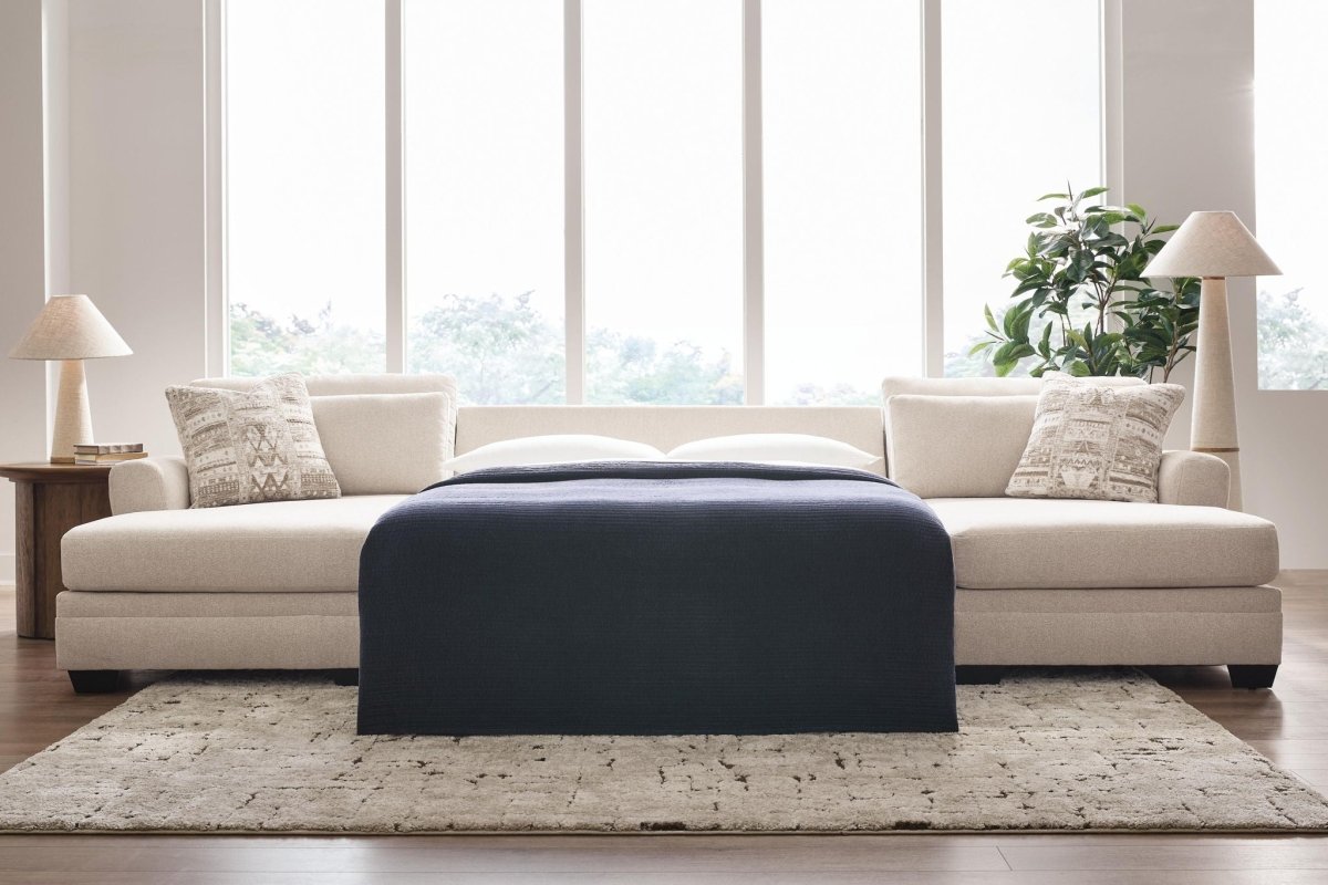Mandi Point - 3-Piece Double Chaise Sleeper Sectional - Marble Sleeper Sectionals by Benchcraft® - Walls Furniture & Mattress