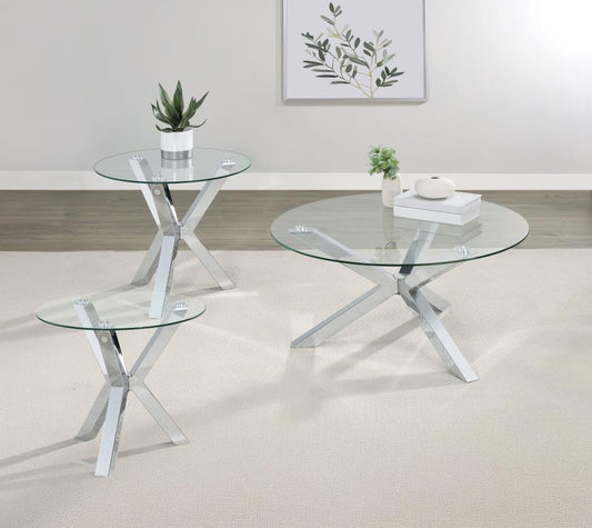 Kenzie - Round Coffee Table Set Table Sets by Coaster Fine Furniture - Walls Furniture & Mattress
