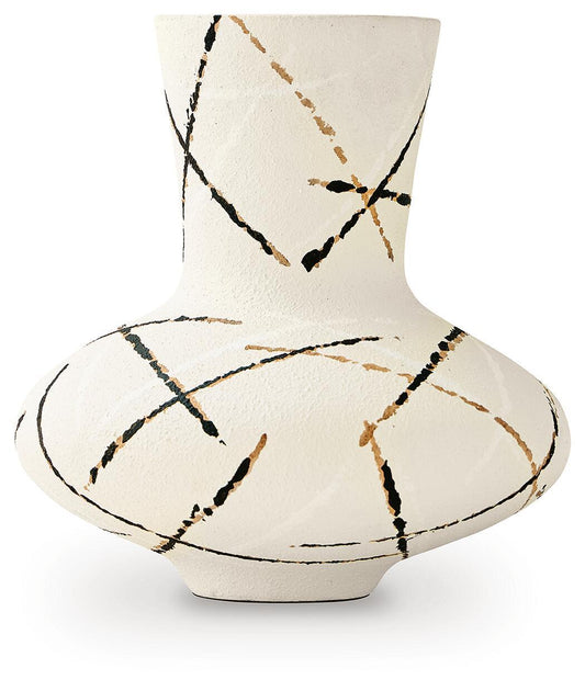 Brockford - Vase - Cream / Black / Brown Vases & Jars by Signature Design by Ashley® - Walls Furniture & Mattress