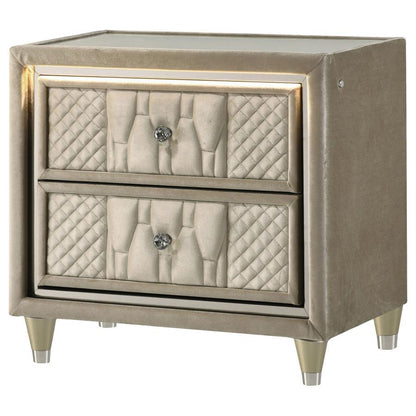 Lorient - 2 - Drawer LED Nightstand With USB - Ivory And Camel Nightstands w/ Charging Stations by Coaster Fine Furniture - Walls Furniture & Mattress