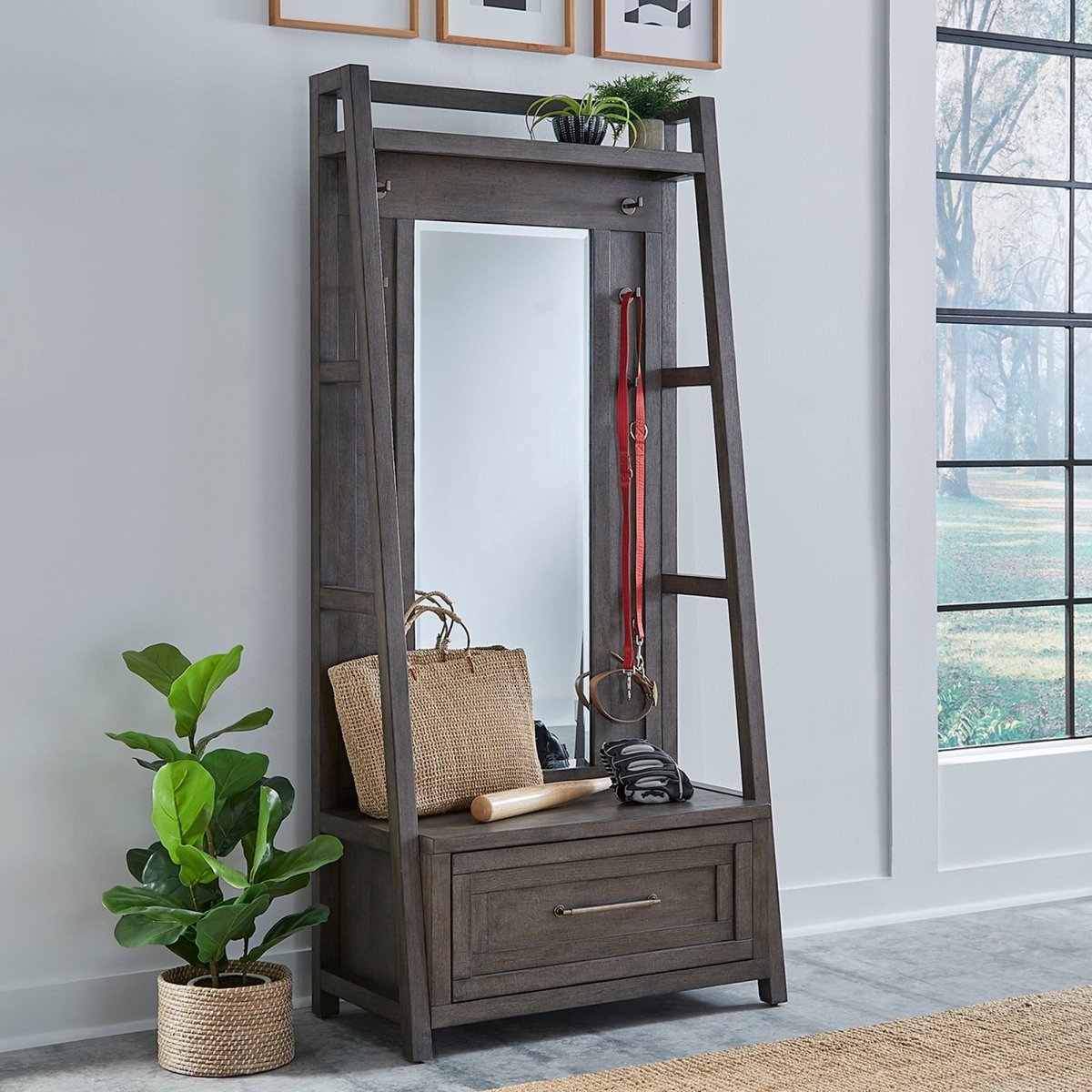 Modern Farmhouse - 2 Piece Hall Tree Set Hall Trees by Liberty Furniture - Walls Furniture & Mattress