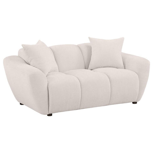 Destino - Chenille Upholstered Splayed Arm Loveseat - Greige Stationary Loveseats by Coaster Fine Furniture - Walls Furniture & Mattress
