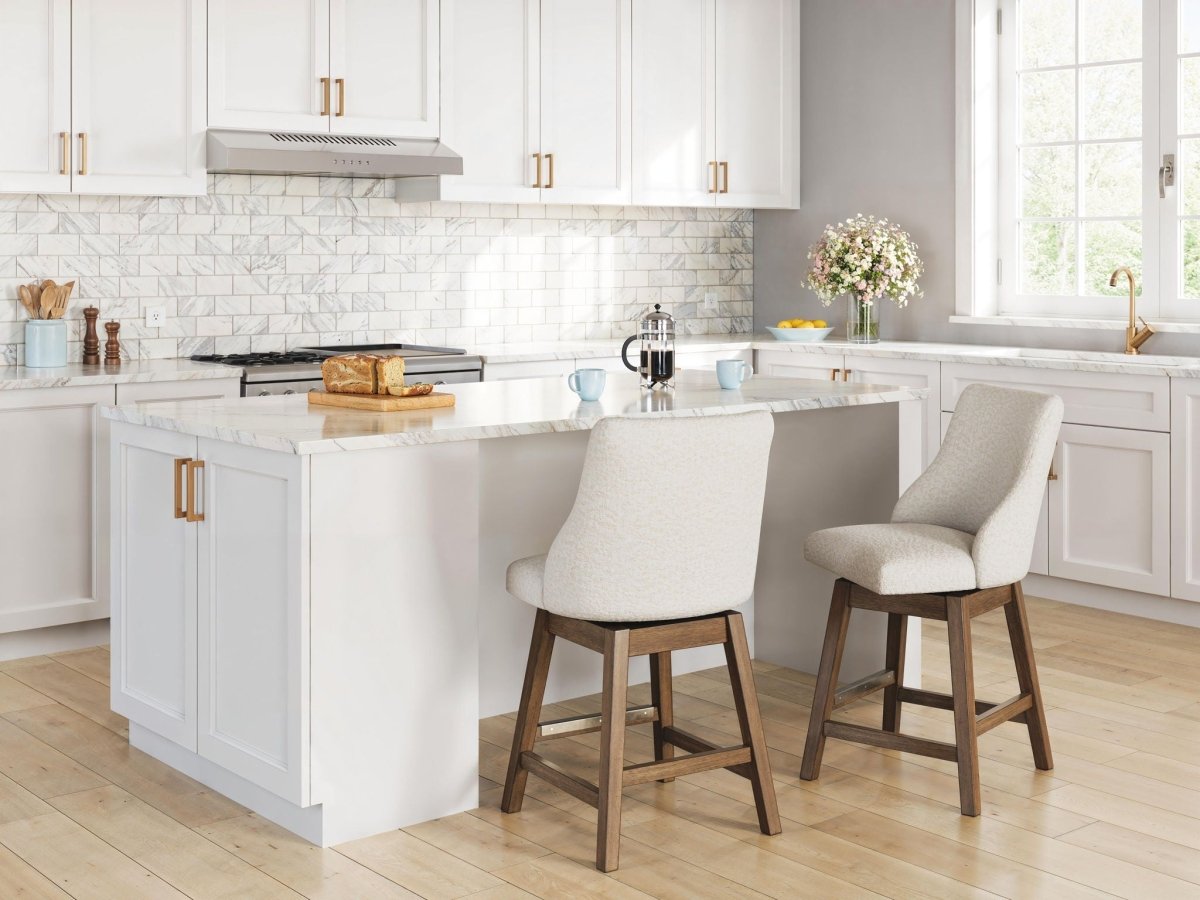 Cabalynn - Upholstered Swivel Barstool (Set of 2) - Oatmeal / Light Brown Stool Sets by Signature Design by Ashley® - Walls Furniture & Mattress