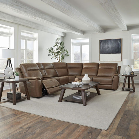 Collins - 6 Piece Sectional - Brown Reclining Sectionals by Liberty Furniture - Walls Furniture & Mattress