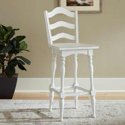 Magnolia Manor - Ladderback Swivel Bar Stool - White Bar Height (28" - 30") by Liberty Furniture - Walls Furniture & Mattress