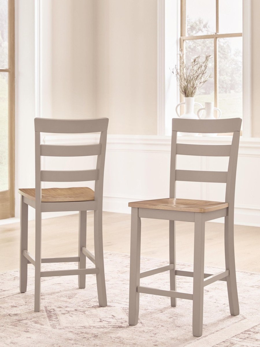 Harperfeld - Barstool (Set of 2) - Natural / Gray Stool Sets by Signature Design by Ashley® - Walls Furniture & Mattress