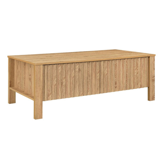 Thayer - 47" Two Drawer Coffee Table - Natural Coffee Tables by New Classic - Walls Furniture & Mattress
