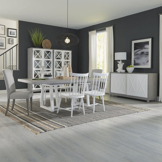 Palmetto Heights - Alternate 7 Piece Double Pedestal Table Set - Dark Gray 7 Piece Dining Room Sets by Liberty Furniture - Walls Furniture & Mattress