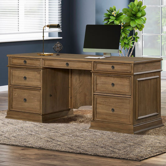 Reynolda - Jr Executive Desk - Camel Beige Executive Desks by Liberty Furniture - Walls Furniture & Mattress