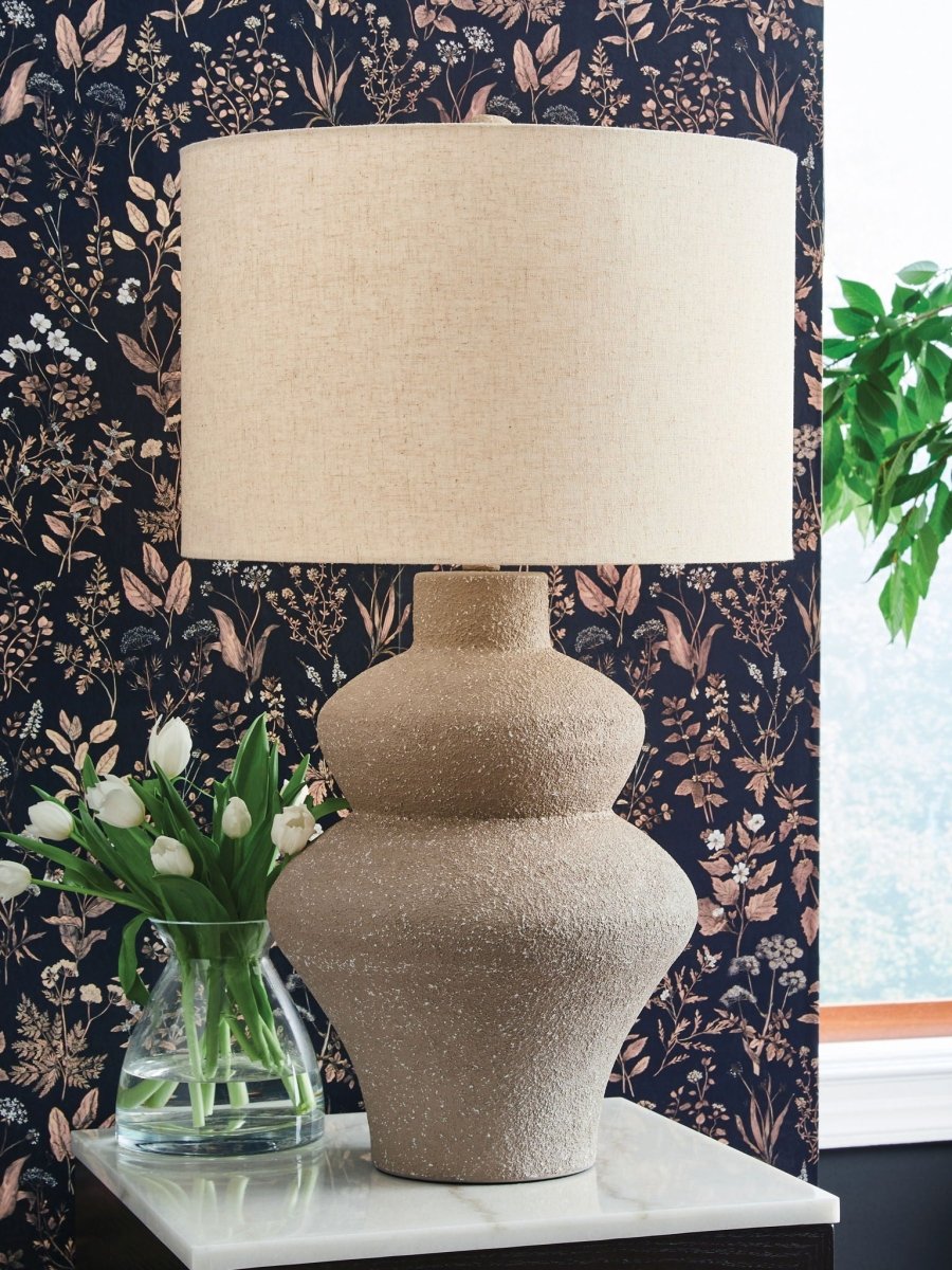 Jossleigh - Beige - Metal Table Lamp Table Lamps by Signature Design by Ashley® - Walls Furniture & Mattress