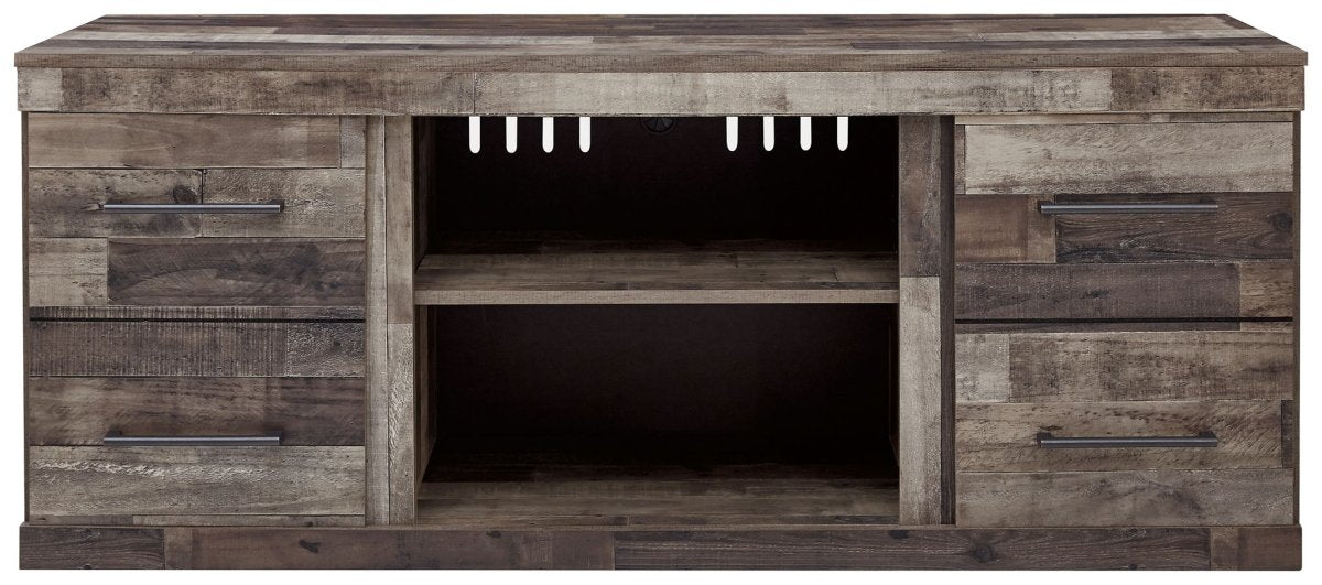 Derekson - LG TV Stand w/Fireplace Option - Multi Gray TV Stands by Signature Design by Ashley® - Walls Furniture & Mattress