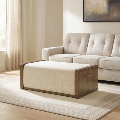 Marxmore - Upholstered Ottoman With Storage - Brown Storage Ottomans by Signature Design by Ashley® - Walls Furniture & Mattress