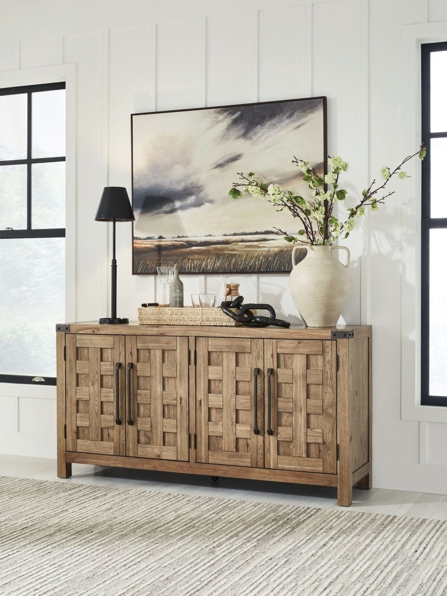 Ridgester - Dining Room Server - Light Brown Servers by Benchcraft® - Walls Furniture & Mattress