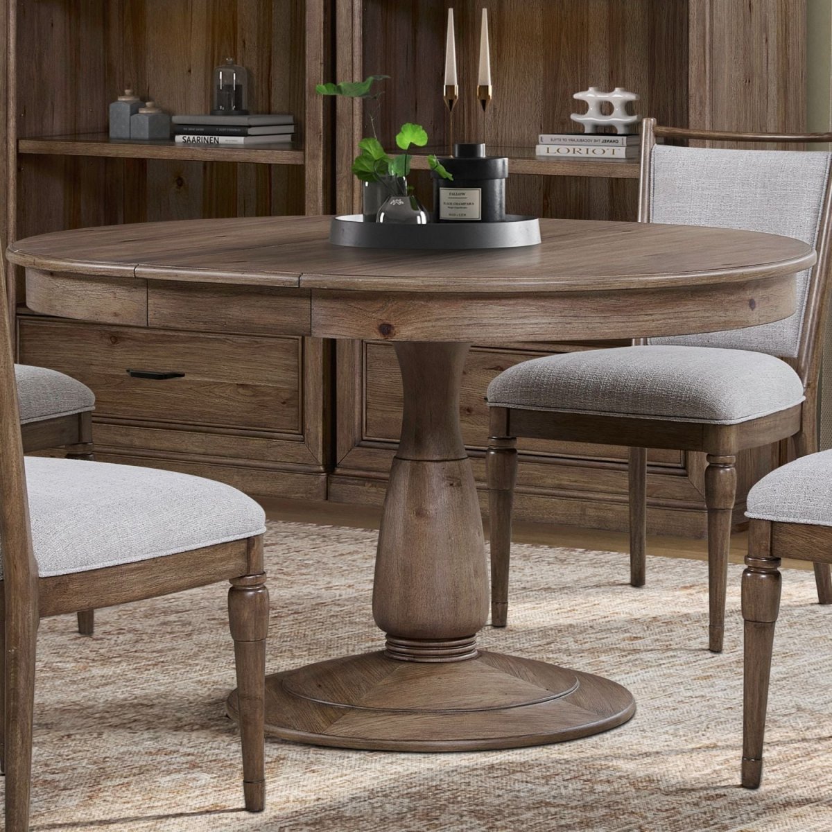 Hickory Grove - Pedestal Table Set - Brown Dining Tables with Extensions by Liberty Furniture - Walls Furniture & Mattress