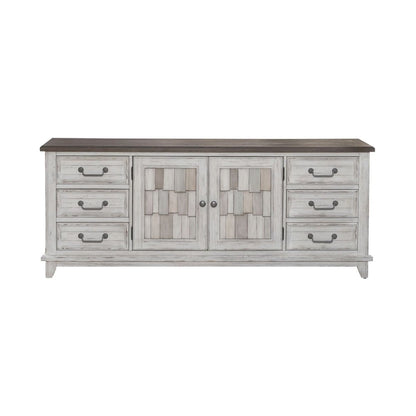 River Place - 75" Entertainment Console - White TV Stands by Liberty Furniture - Walls Furniture & Mattress