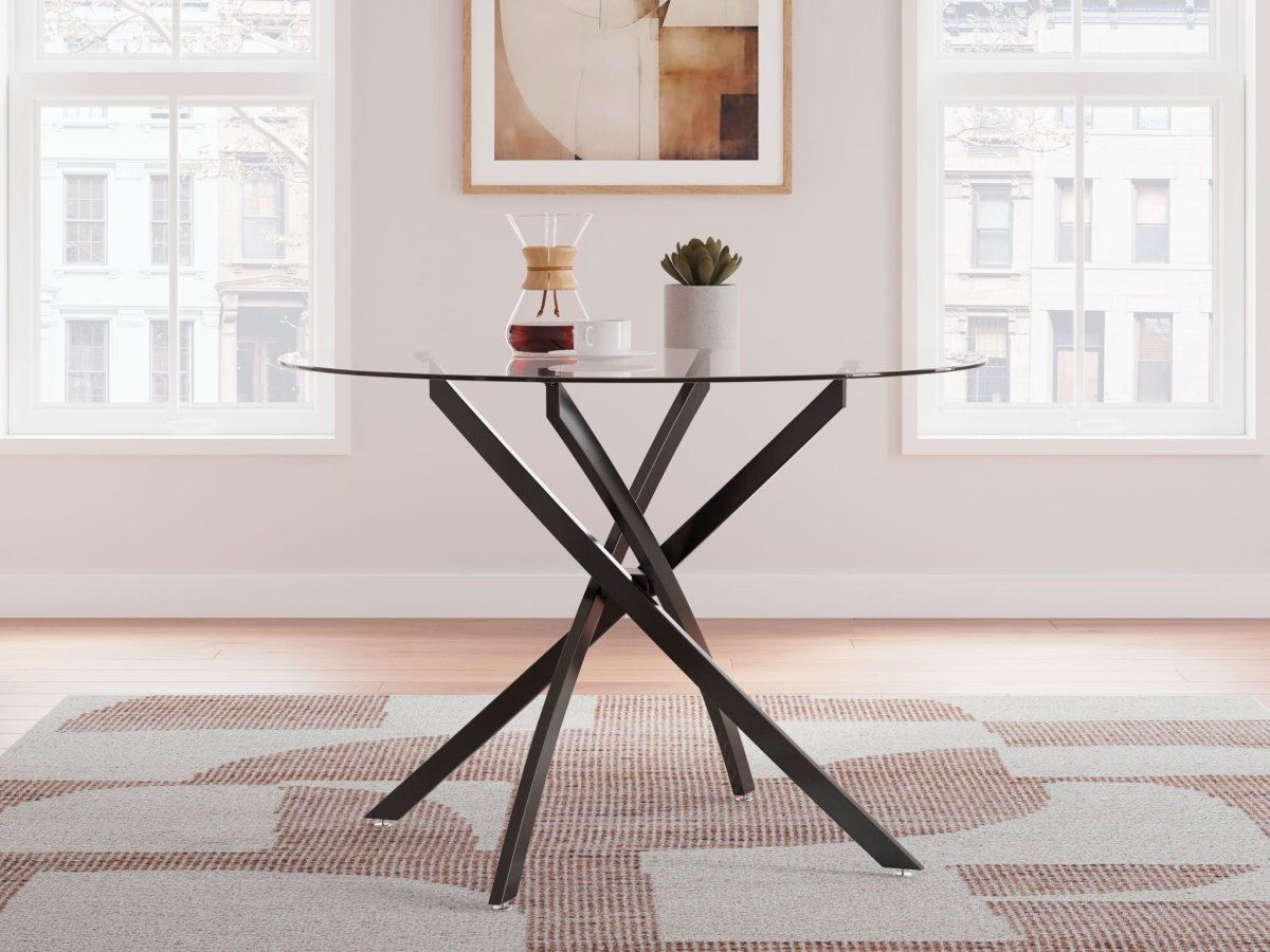 Pharwynn - 5 Pc. - Dining Room Table, 4 Side Chair - Black 5 Piece Dining Room Sets by Signature Design by Ashley® - Walls Furniture & Mattress