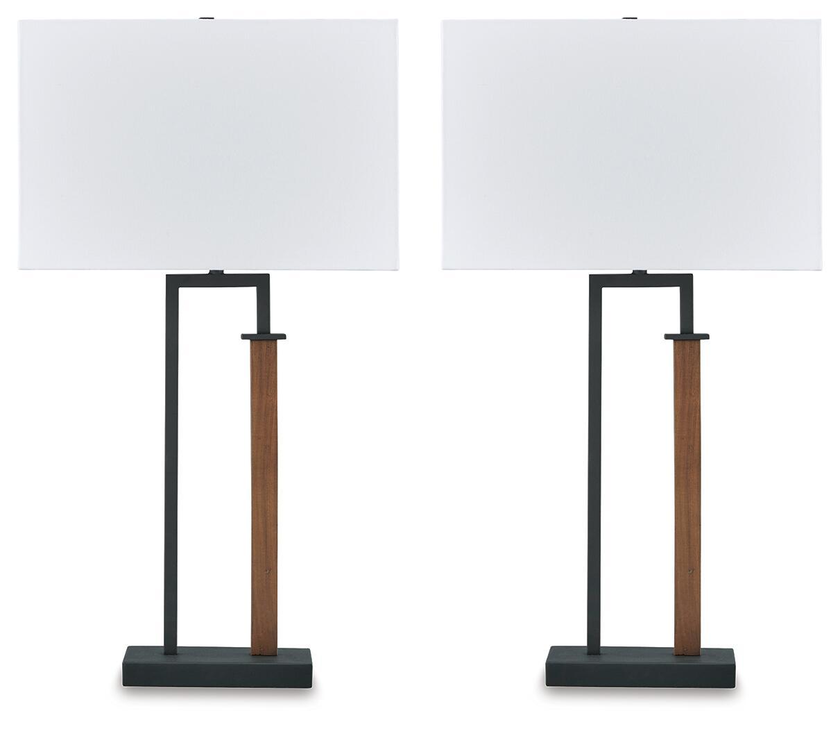 Voslen - Metal Table Lamp (Set of 2) - Black / Brown Table Lamps by Signature Design by Ashley® - Walls Furniture & Mattress