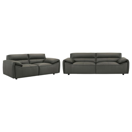 Buxton - Leather Upholstered Sofa Set Stationary Sofas & Loveseats by Coaster Fine Furniture - Walls Furniture & Mattress