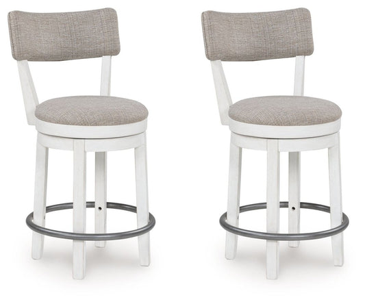 Robbinsdale - Antique White - Upholstered Swivel Barstool (Set of 2) Stool Sets by Signature Design by Ashley® - Walls Furniture & Mattress