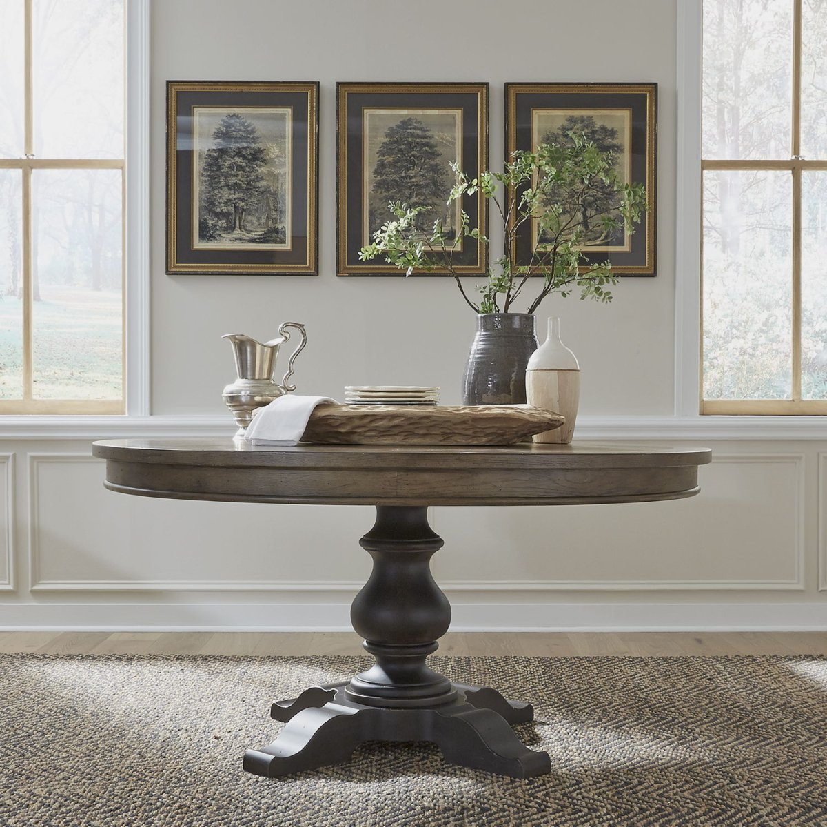 Americana Farmhouse - Pedestal Table - Light Brown Dining Tables by Liberty Furniture - Walls Furniture & Mattress