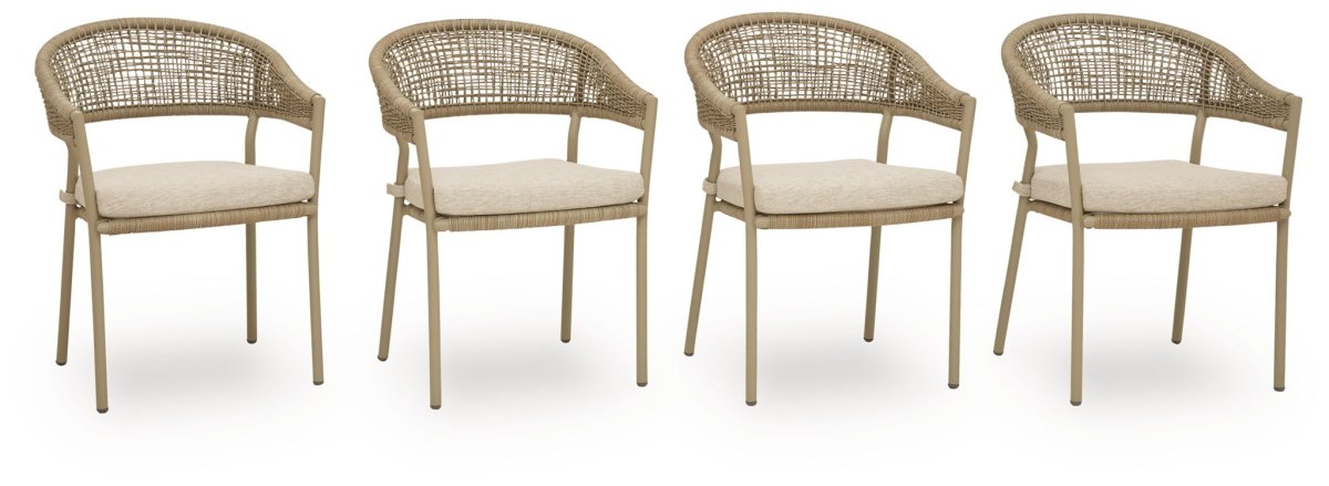 Orchard Beach - Arm Chair With Cushion (Set of 4) - Beige Chair Sets by Signature Design by Ashley® - Walls Furniture & Mattress