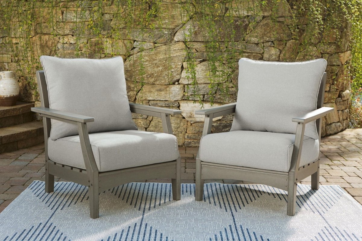 Visola - Lounge Chair w/Cushion (Set of 2) - Gray Chair Sets by Signature Design by Ashley® - Walls Furniture & Mattress