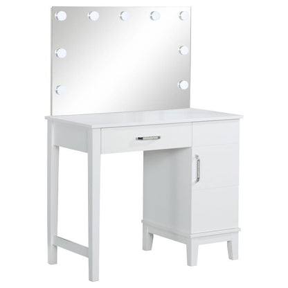 Elijah - Vanity Set With Lighting & Stool - White And Dark Gray Vanity Sets by CoasterEveryday - Walls Furniture & Mattress