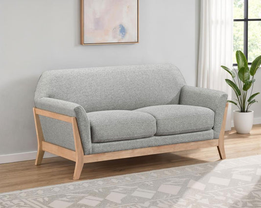 Vaughn - Fabric Upholstered Flared Arm Loveseat - Gray Stationary Loveseats by Coaster Fine Furniture - Walls Furniture & Mattress