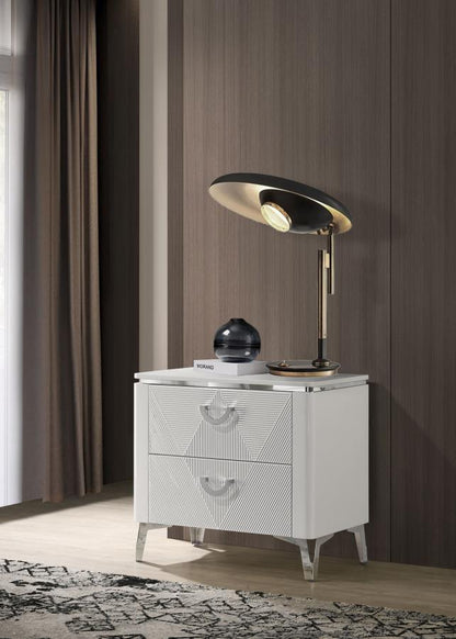 Cassia - 2 - Drawer Nightstand Bedside Table - White High Gloss Accent Nightstands by Coaster Fine Furniture - Walls Furniture & Mattress