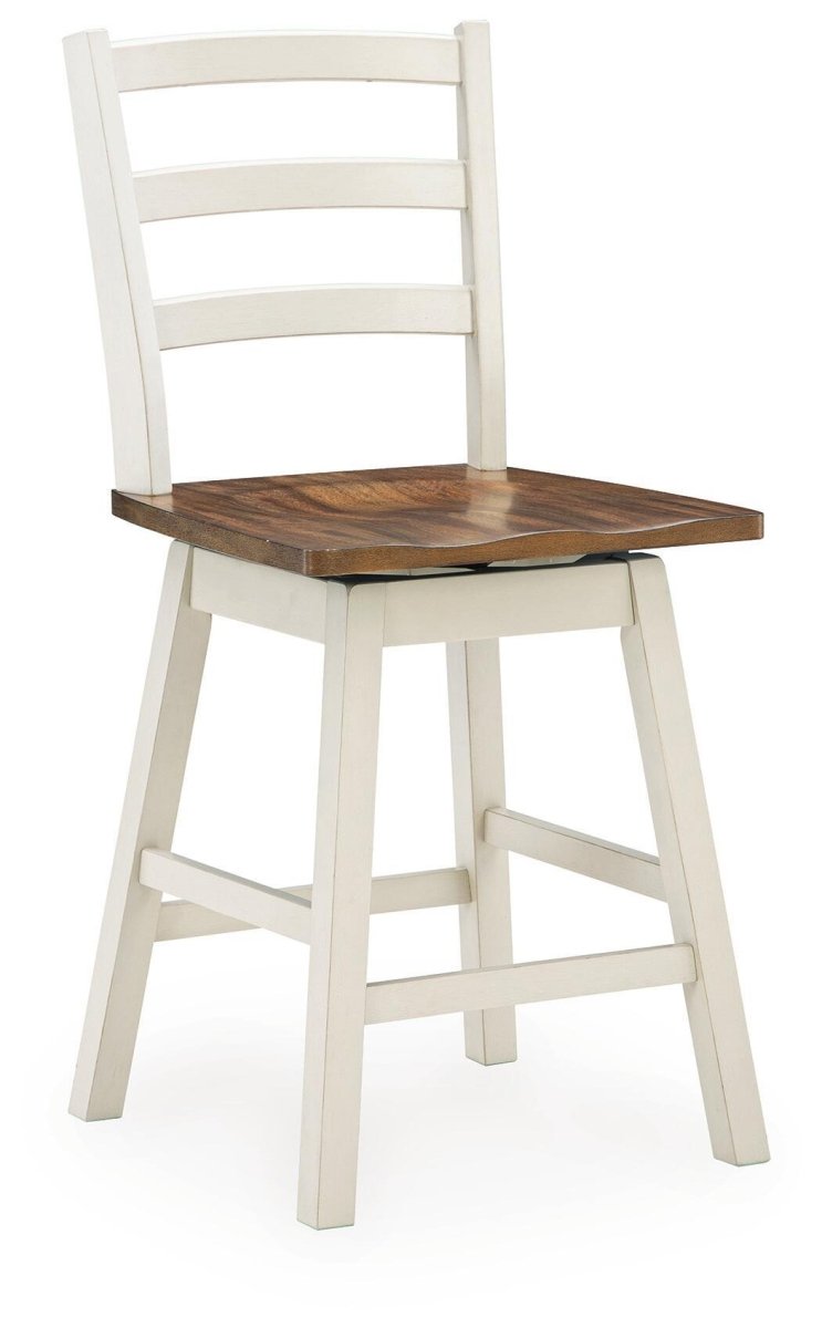 Brinfern - Swivel Stool (Set of 2) - Brown / Antique White Stool Sets by Signature Design by Ashley® - Walls Furniture & Mattress