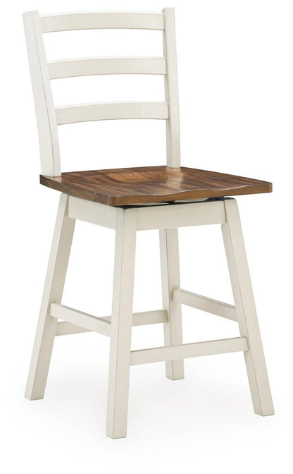 Brinfern - Swivel Stool (Set of 2) - Brown / Antique White Stool Sets by Signature Design by Ashley® - Walls Furniture & Mattress