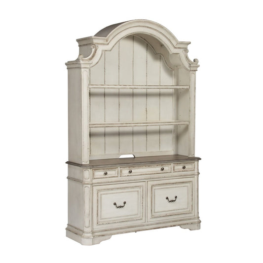 Magnolia Manor - 3 Piece Home Office Set (Desk & Hutch) - White 3 Piece Home Office Sets by Liberty Furniture - Walls Furniture & Mattress