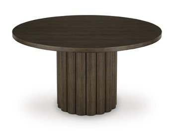 Radkin - Round Dining Room Table - Burnished Brown Dining Tables by Signature Design by Ashley® - Walls Furniture & Mattress