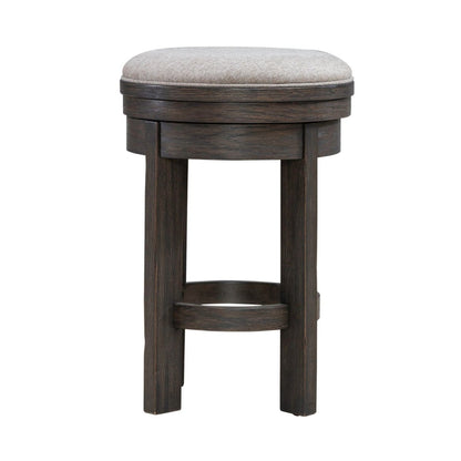 Lennox Hill - Upholstered Swivel Console Stool - Dark Brown Counter Height (24" - 27") by Liberty Furniture - Walls Furniture & Mattress