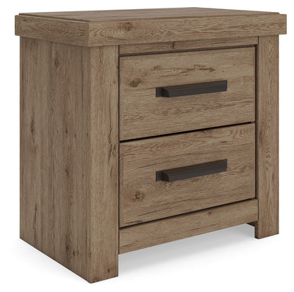 Oliandon - Two Drawer Night Stand - Light Brown Nightstands w/ Charging Stations by Signature Design by Ashley® - Walls Furniture & Mattress