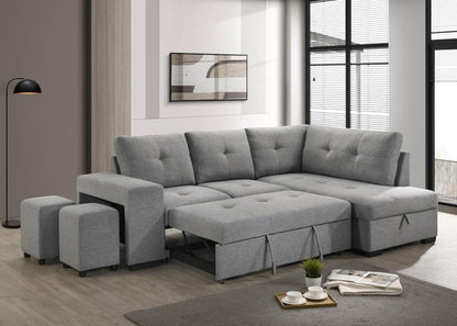 Roanne - Fabric Upholstered Sleeper Sectional Sofa - Gray Sleeper Sectionals by Coaster Fine Furniture - Walls Furniture & Mattress