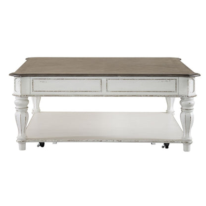 Magnolia Manor - Oversized Square Cocktail Table - White Cocktail Tables by Liberty Furniture - Walls Furniture & Mattress