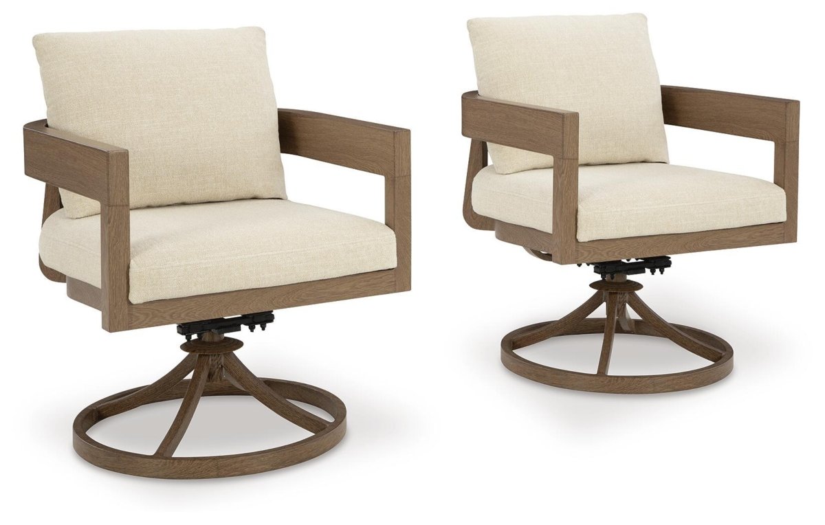 Serene Bay - Swivel Chair With Cushion (Set of 2) - Dark Brown / White Chair Sets by Signature Design by Ashley® - Walls Furniture & Mattress