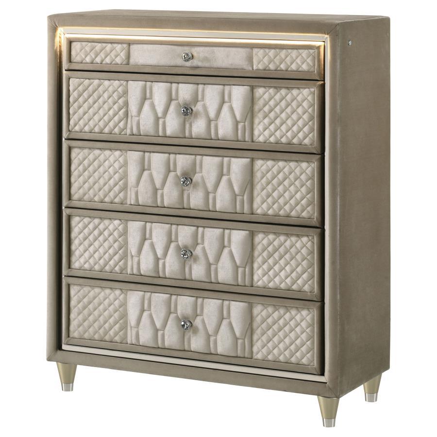 Lorient - 5 - Drawer LED Chest Of Drawers - Ivory And Camel Accent Chests by Coaster Fine Furniture - Walls Furniture & Mattress