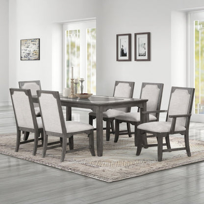 Lisbon - 7 Piece Dining Room Set (Rectangle Dining Table With 4 Chairs & 2 Arms Chairs) - Dark Gray / Gray 7 Piece Dining Room Sets by New Classic - Walls Furniture & Mattress
